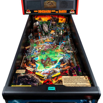 Fliper Stern Jurassic Park Home Edition Plus pinball machine gameplay with dinosaur theme.
