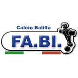 Logotip FA.BI. za nogometne igre, vkljucno z znacajem in italijanskimi barvami.