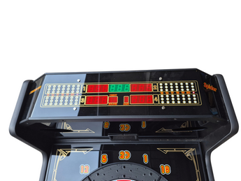 Euroclas & Co. d.o.o. Cyberdine Spider wall-mounted electronic dartboard with LED displays and black housing.