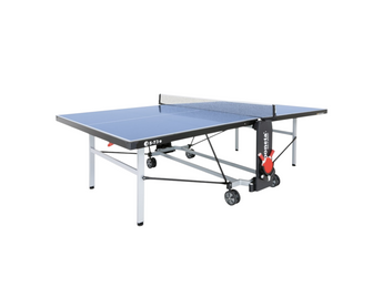 Euroclas & Co. d.o.o. Sponeta S5-73e blue outdoor table tennis table with a 6mm melamine surface and folding frame.