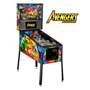Fliper Avengers: Infinity Quest pinball machine by Stern, featuring colorful Marvel superheroes and action-packed design.