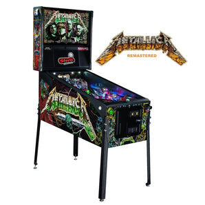 Fliper Stern Metallica Remastered pinball machine featuring vibrant artwork and modern design elements.