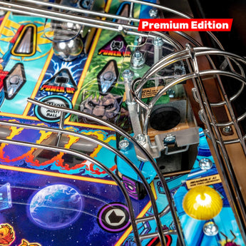Fliper Stern Avengers: Infinity Quest Premium Edition pinball machine playfield close-up with vibrant graphics.