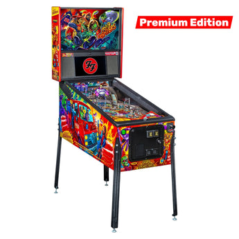 Fliper Stern Foo Fighters pinball machine with colorful graphics and Premium Edition label for rock music fans.