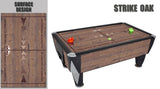 Euroclas & Co. d.o.o. SAM Free Edition Strike Oak air hockey table with wood grain finish and black accents.