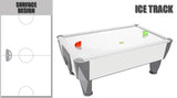 Euroclas & Co. d.o.o. SAM Mini Home Ice Track air hockey table with white surface, grey accents, and game accessories.