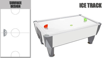 Euroclas & Co. d.o.o. SAM Mini Home Ice Track air hockey table with white surface, grey accents, and game accessories.