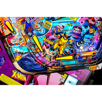 Fliper Stern The Uncanny X-Men pinball playfield featuring Wolverine and other Marvel mutants.
